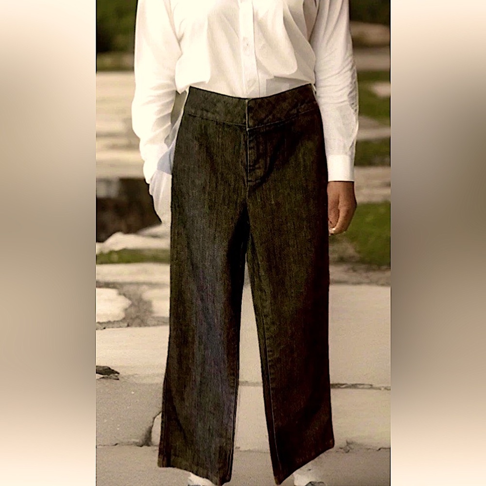 🖤D & CO🖤 SLANT FRONT POCKETS NONE ON BACK WIDE STRAIGHT LEG TROUSER JEANS NWOT - Picture 2 of 13